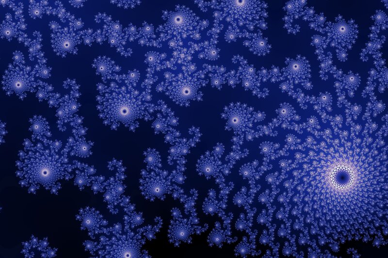 Fractal Snowflake Patterns — Blue, Hypnotic, Abstract