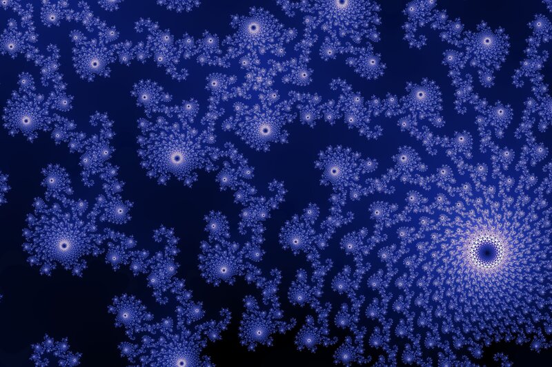 Fractal Snowflake Patterns — Blue, Hypnotic