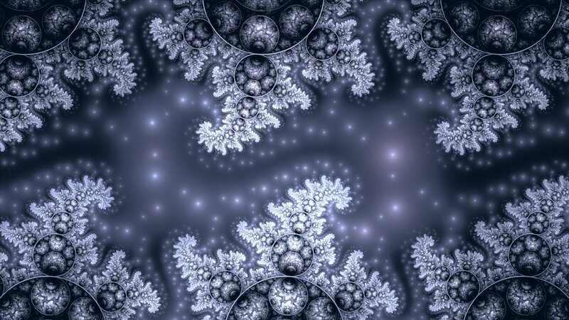 Fractal Snowflake Patterns — Blue, Serene, Night
