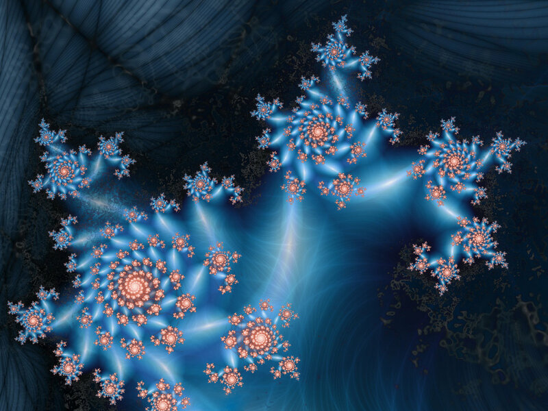 Fractal Snowflake Patterns — Blue