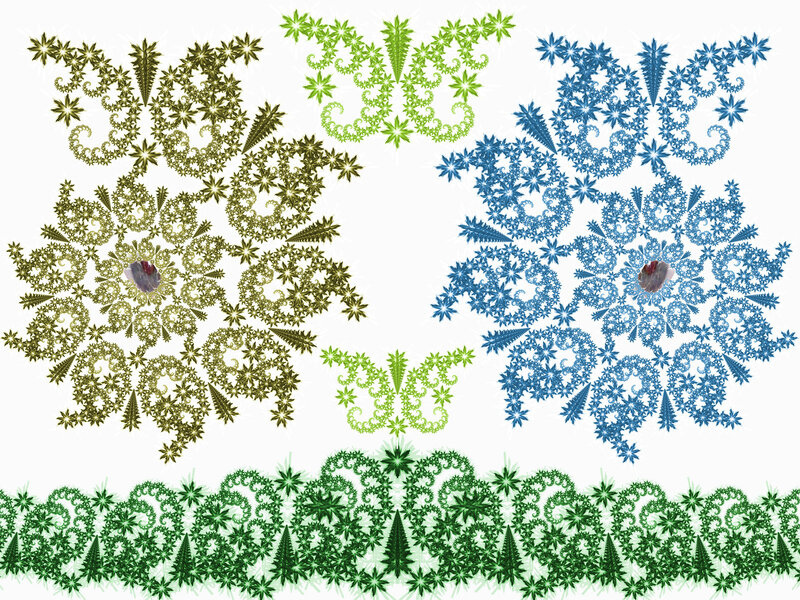 Fractal Snowflake Patterns — Green, Festive