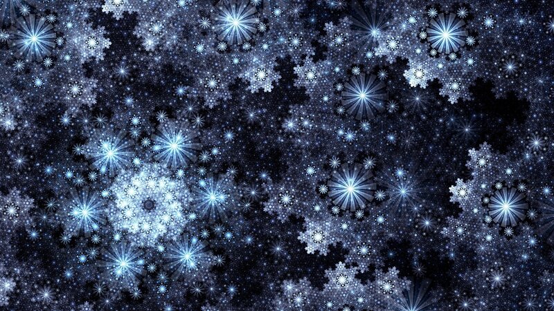 Fractal Snowflakes — Blue, Cosmic, Night, Digital Art