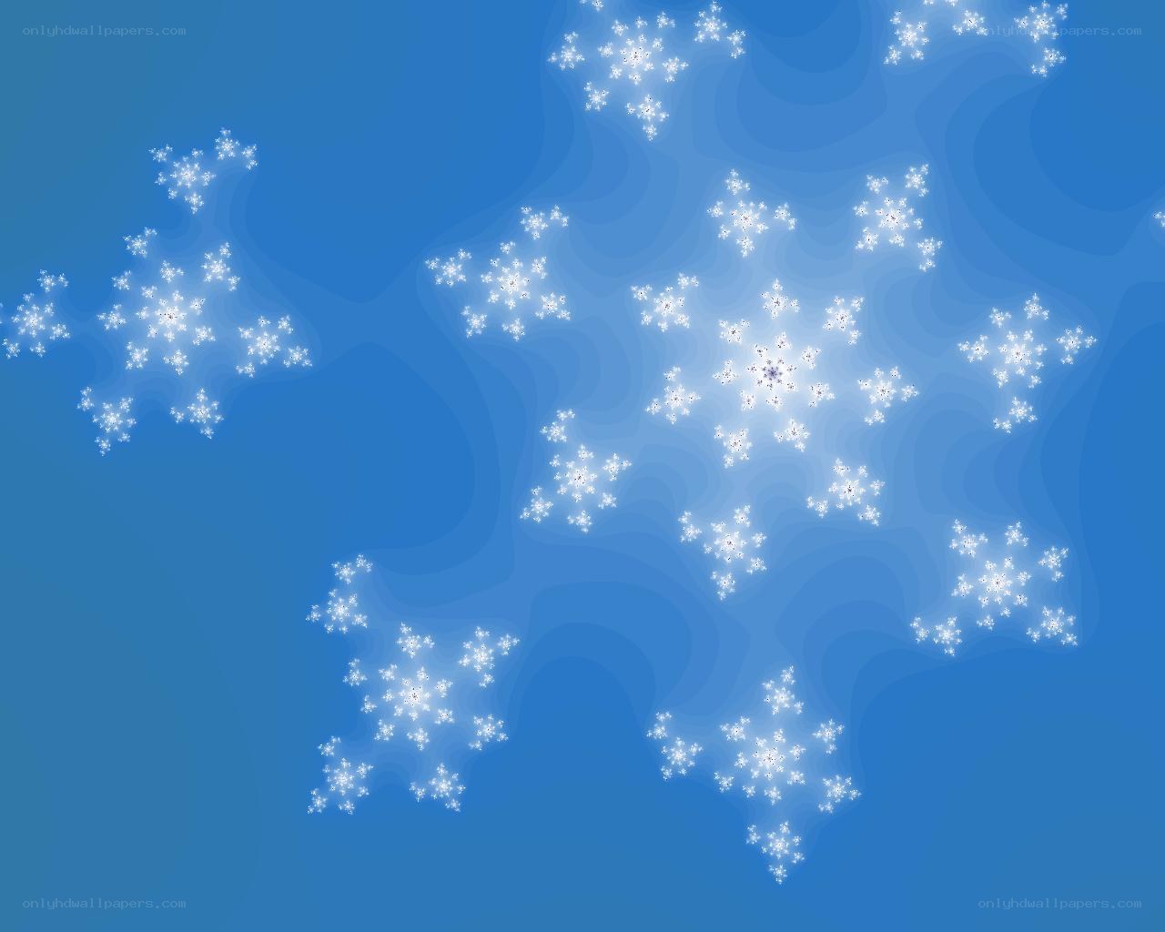 fractal snowflakes on blue