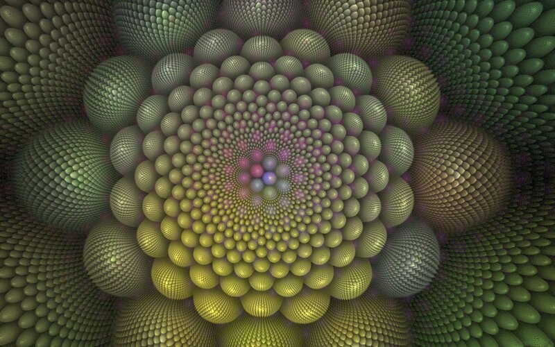 Fractal Sphere Pattern — Green, Hypnotic
