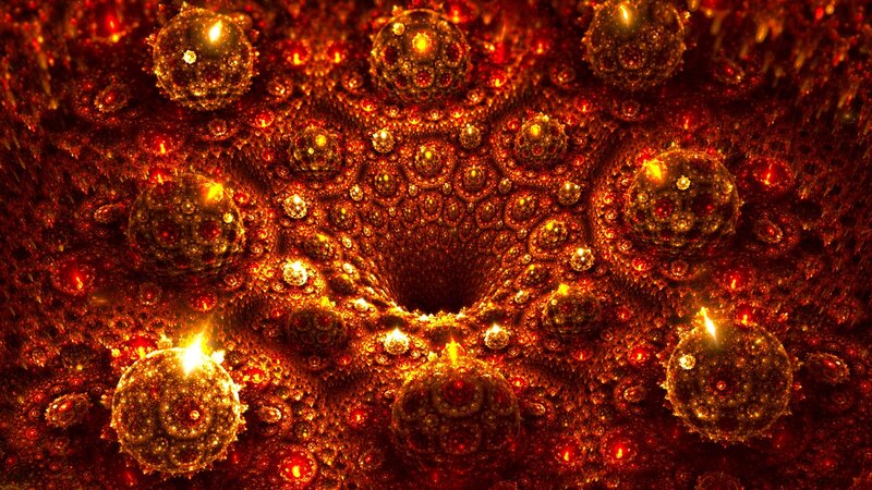 Fractal Sphere Pattern — Red, Dramatic