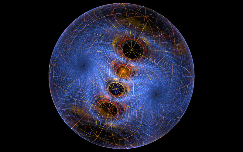 fractal sphere with glowing lines