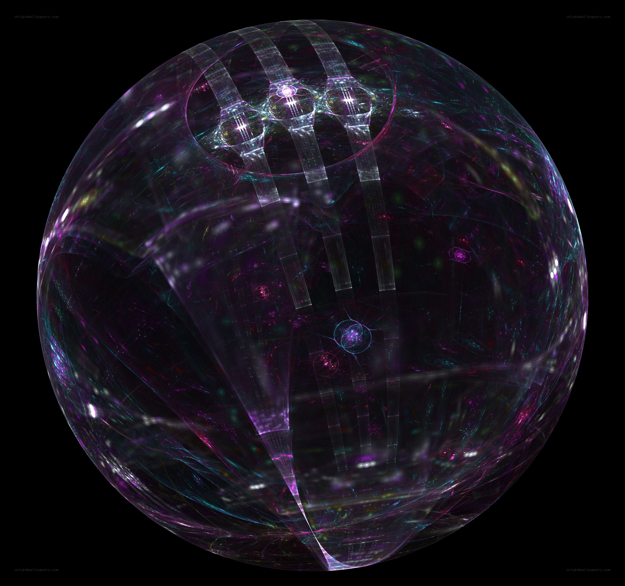 Fractal sphere with glowing patterns