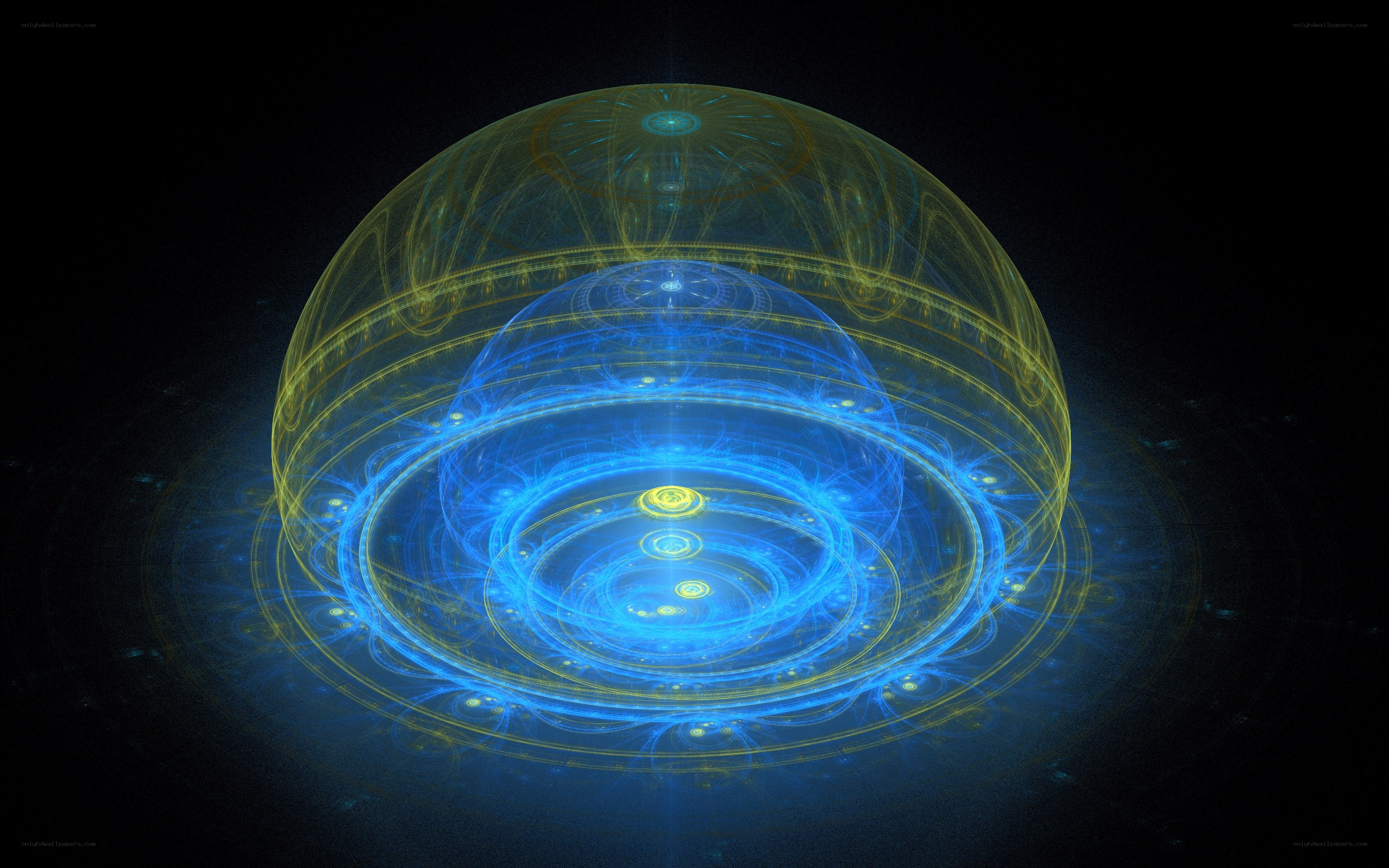Fractal sphere with glowing rings