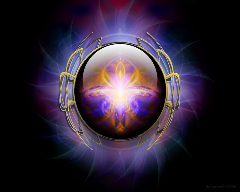 Fractal Sphere with Golden Frame — Purple