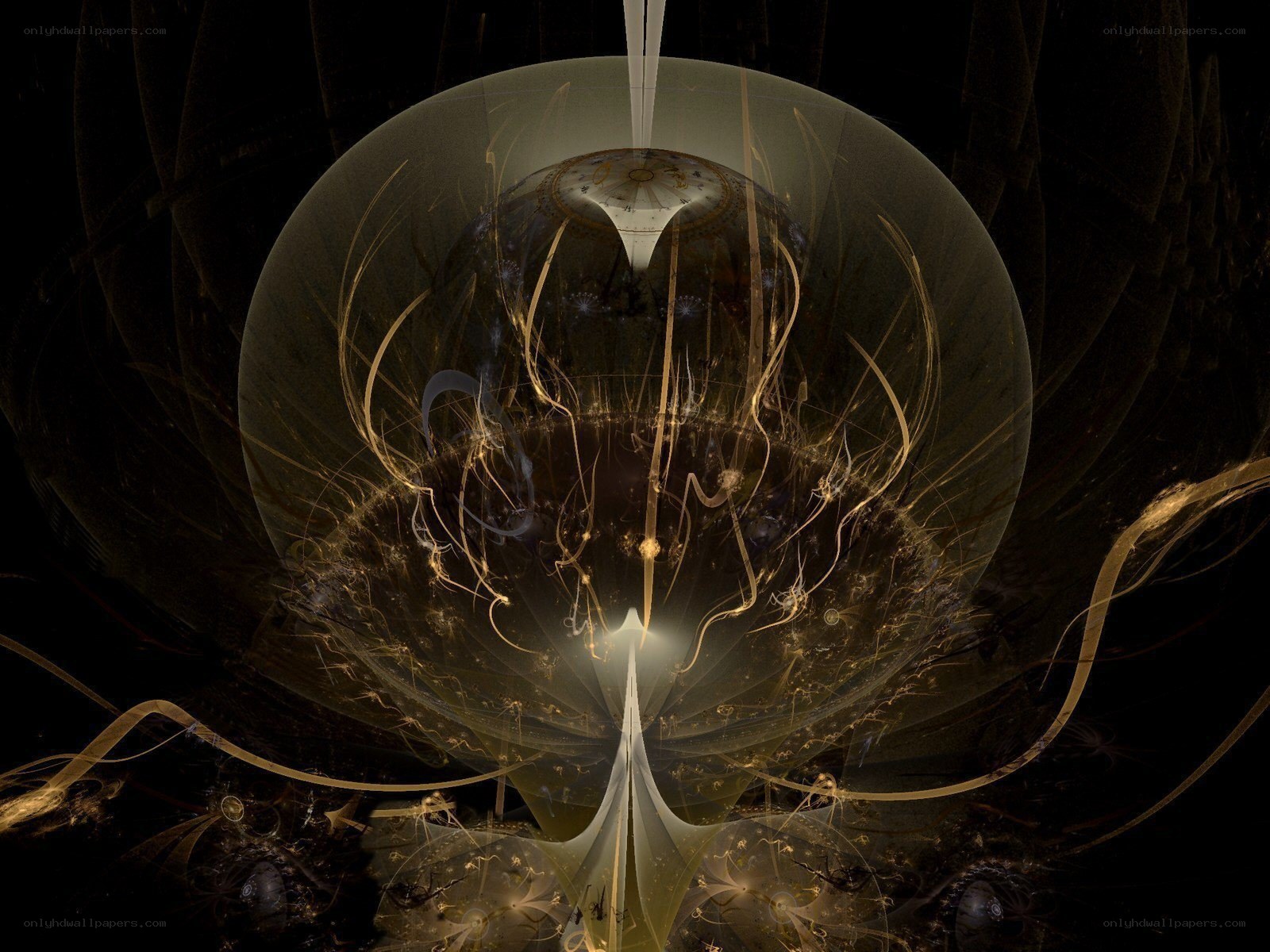 Fractal sphere with golden tendrils