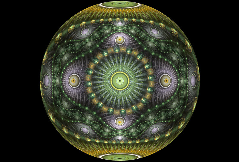 fractal sphere with green patterns