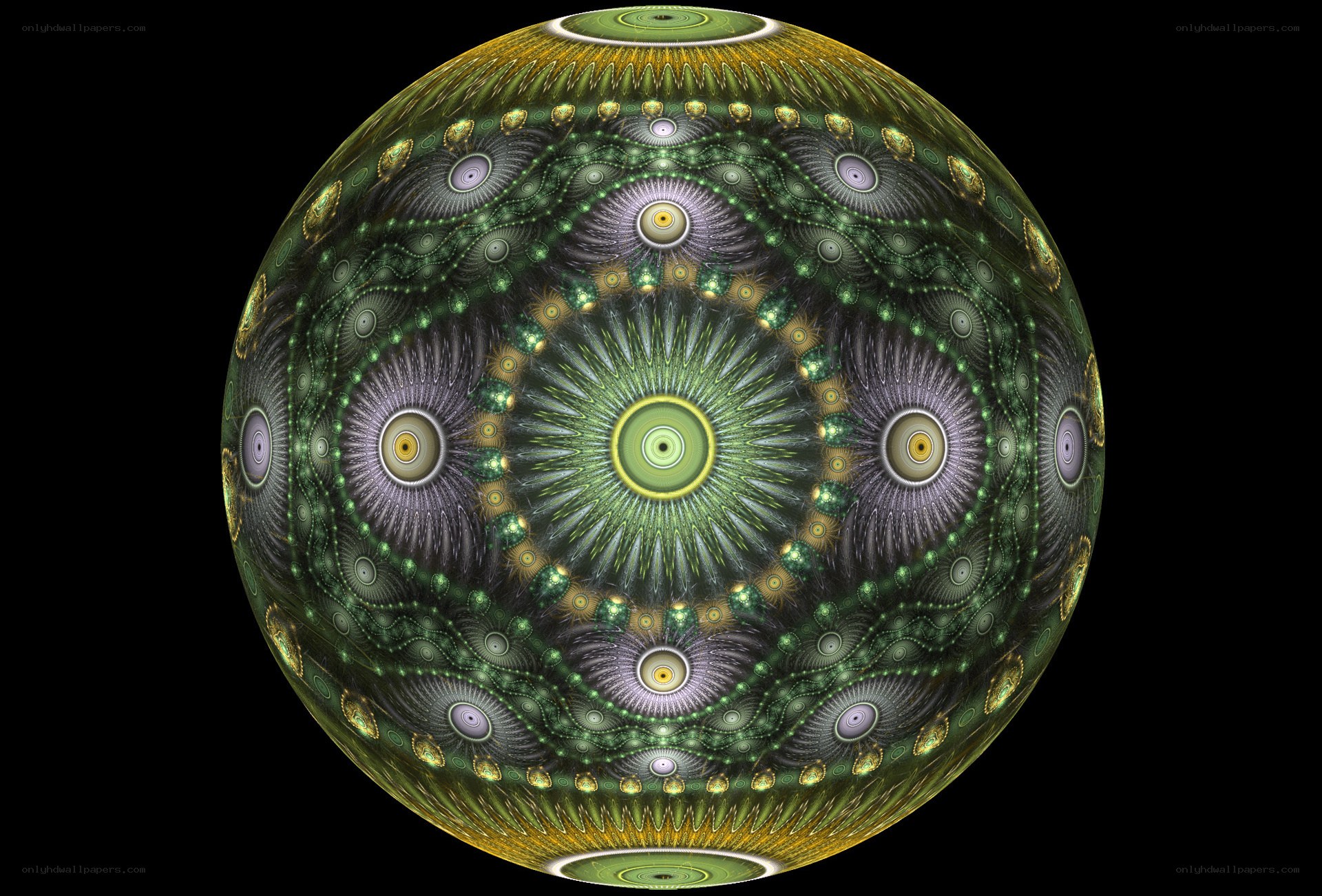 fractal sphere with green patterns