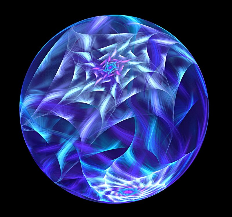 Fractal Sphere with Light Patterns — Blue