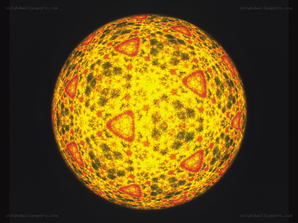 Fractal sphere with yellow and red patterns