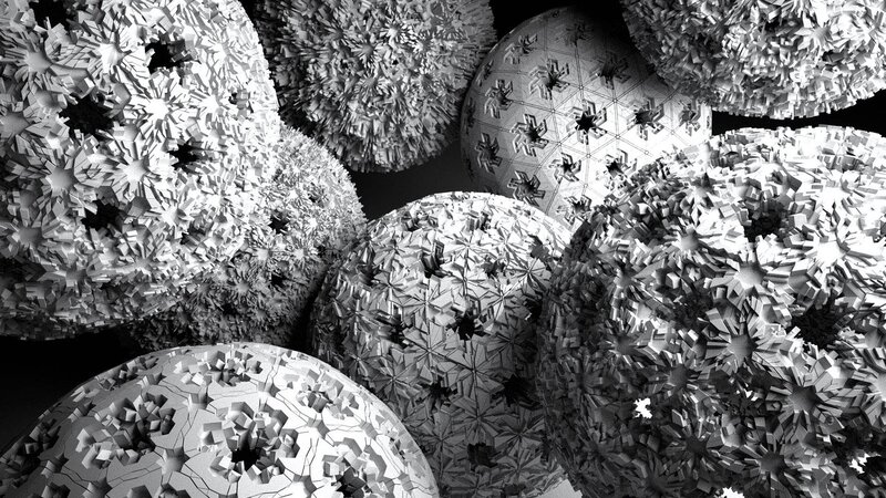 Fractal spheres in monochrome