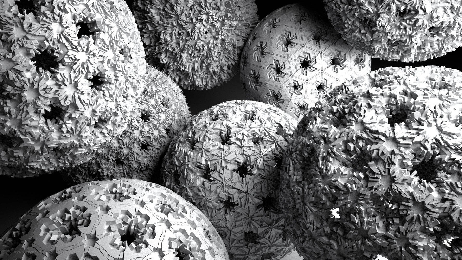 Fractal spheres in monochrome