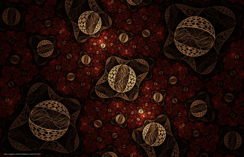 Fractal spheres in red and gold
