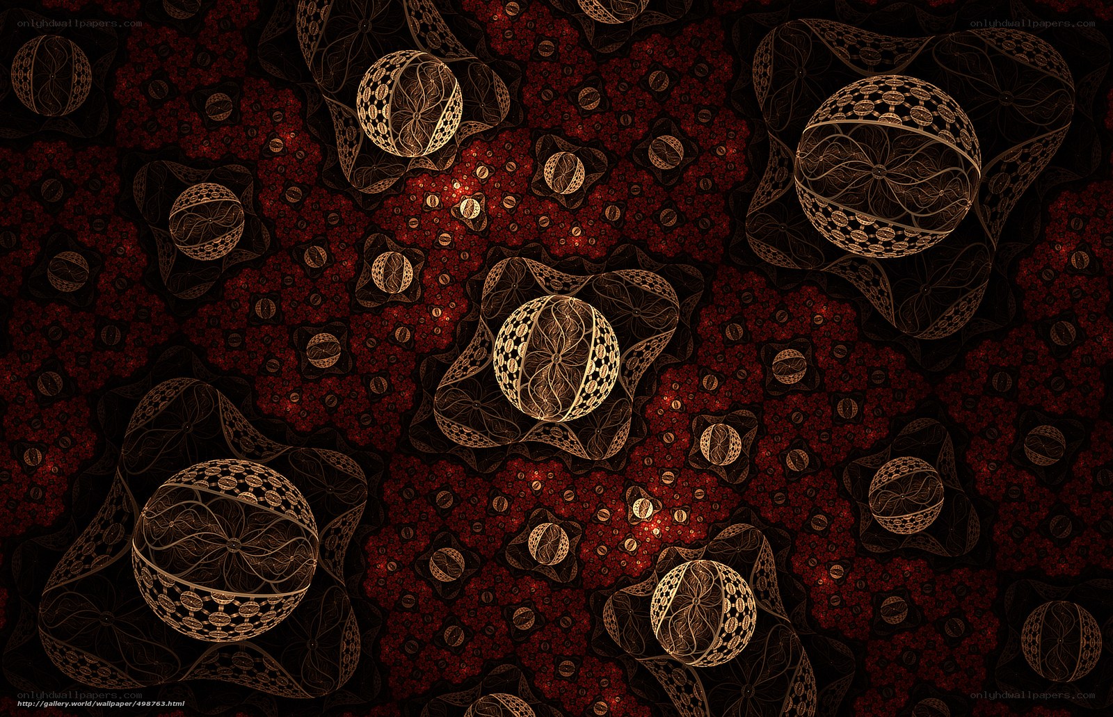 Fractal spheres in red and gold
