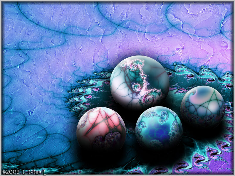 Fractal spheres on a colorful background
