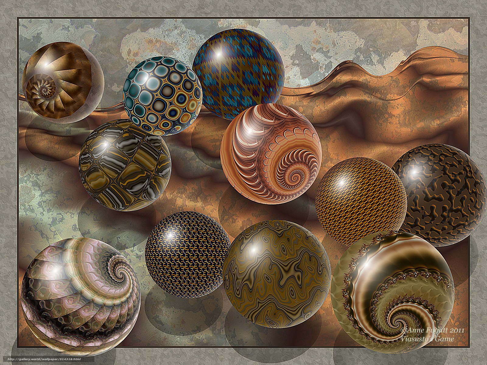 Fractal spheres on textured background