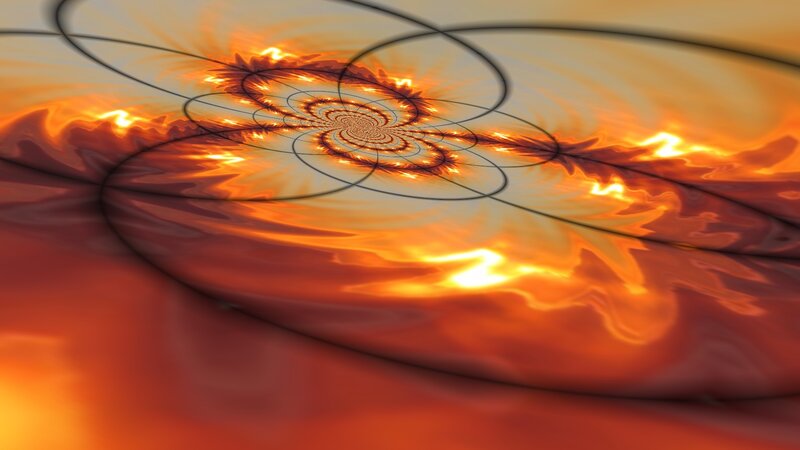 Fractal spiral in fiery colors