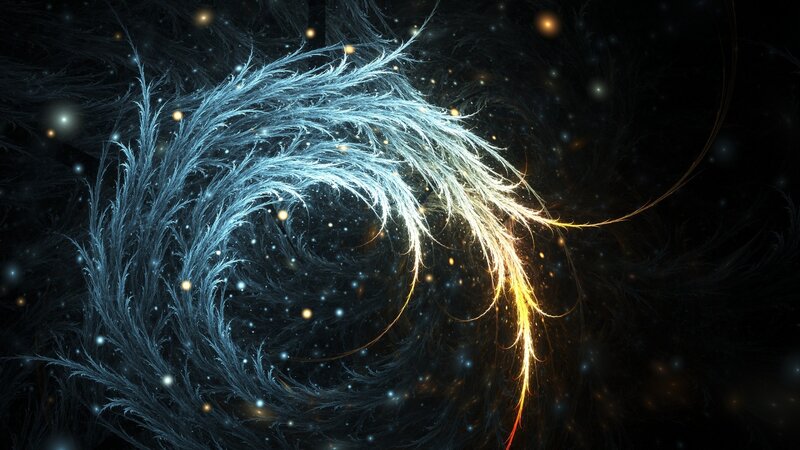 Fractal Spiral in Space — Blue, Cosmic