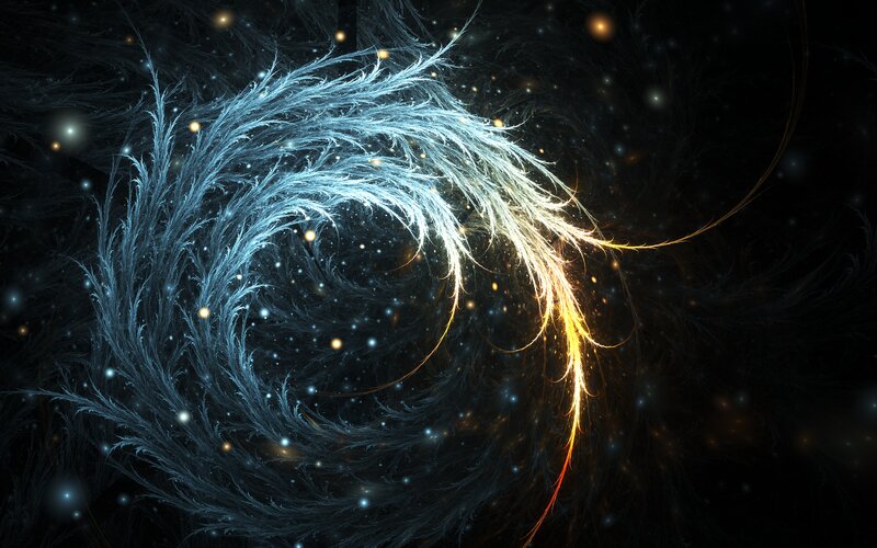 Fractal Spiral in Space — Blue