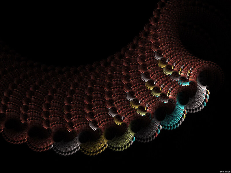 Fractal Spiral Pattern — Black, Abstract, Digital Art, Color Gradient, Dark Background