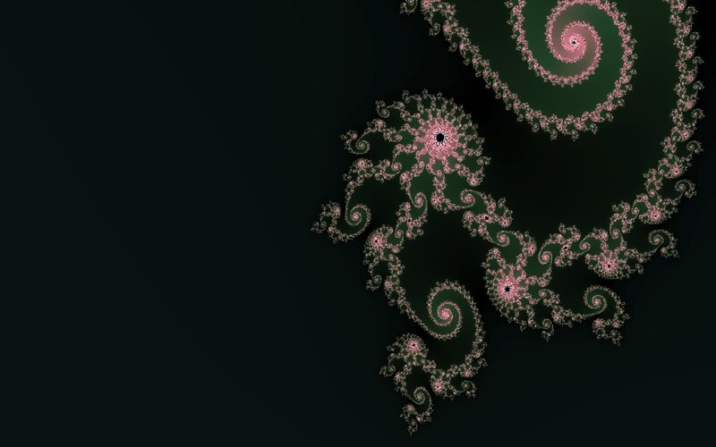 Fractal Spiral Pattern — Black, Abstract, Digital Art, Spirals, Pink