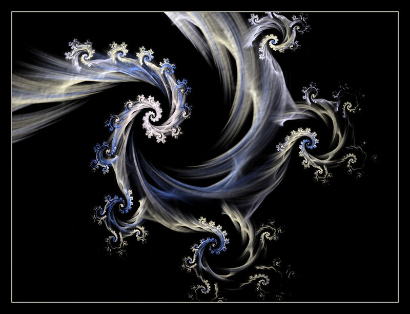 Fractal Spiral Pattern — Black, Abstract, Digital Art, Spirals