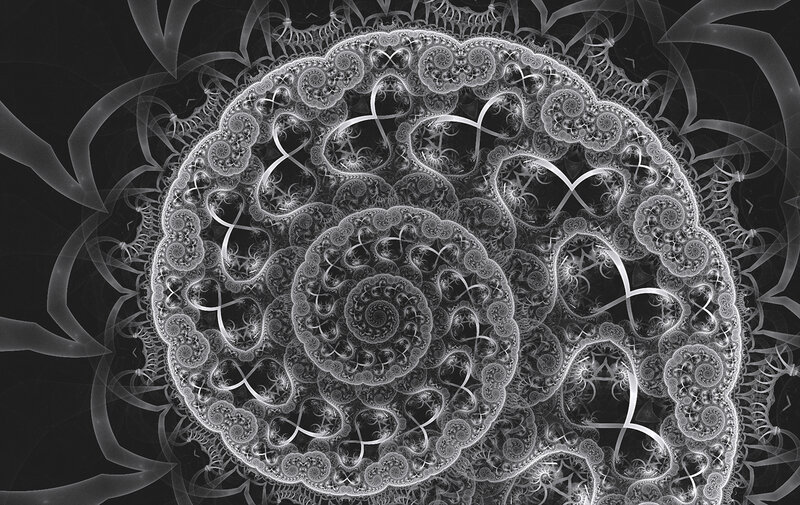 Fractal Spiral Pattern — Black, Complex, Abstract, Spirals, Circles