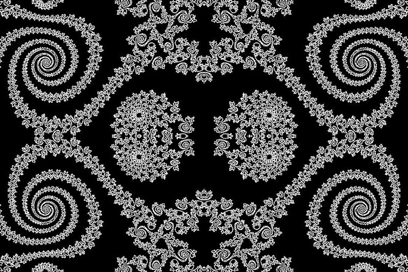 Fractal Spiral Pattern — Black, Complex, Abstract, Spirals