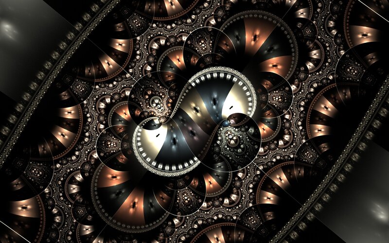Fractal Spiral Pattern — Black, Complex, Digital Art, Spirals, Circles