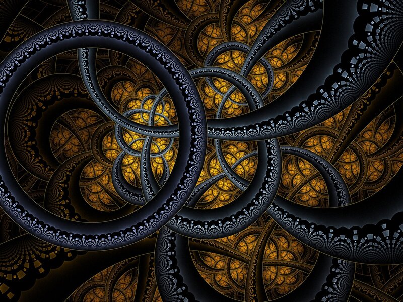 Fractal Spiral Pattern — Black, Complex, Digital Art