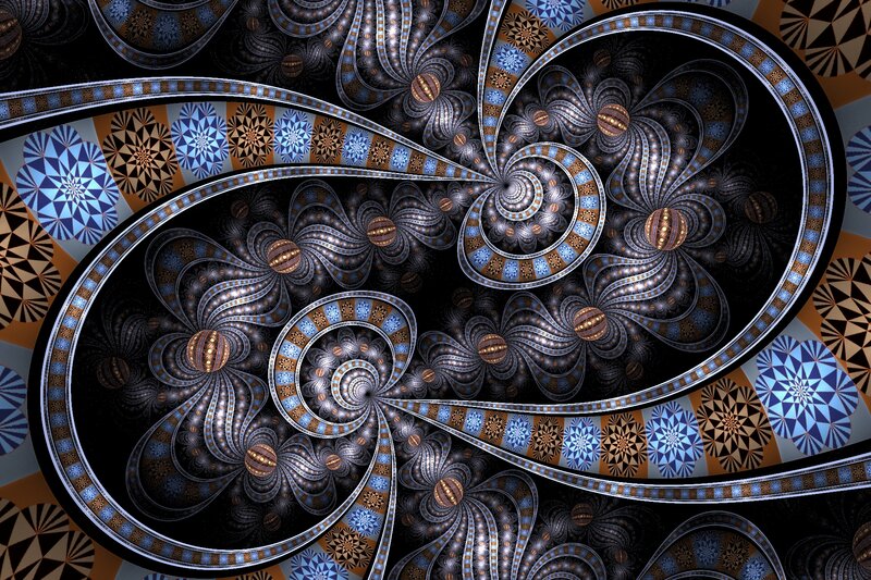 Fractal Spiral Pattern — Black, Complex