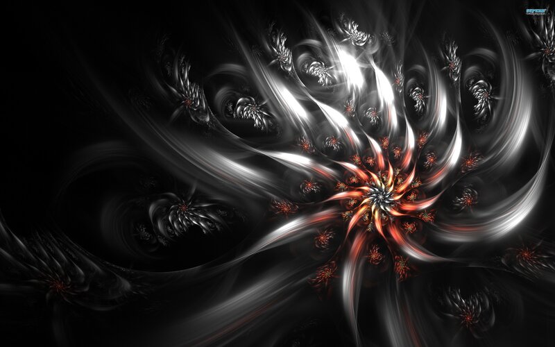 Fractal Spiral Pattern — Black, Dramatic, Abstract, Light, Dark