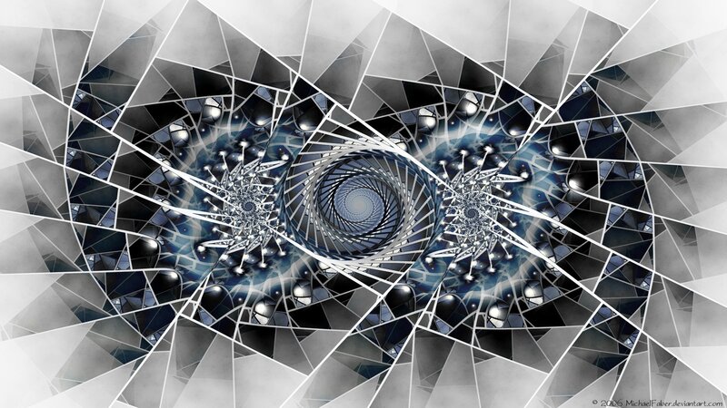 Fractal Spiral Pattern — Black, Dramatic, Digital Art, Geometric Shapes