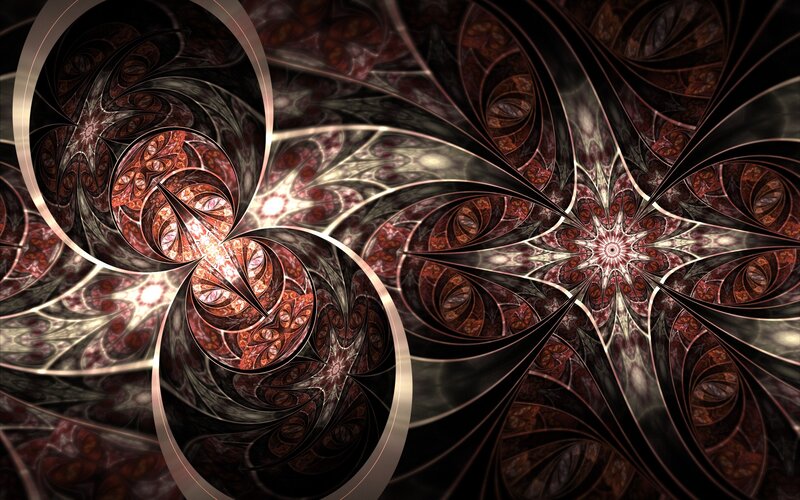 Fractal Spiral Pattern — Black, Dramatic, Digital Art, Symmetry