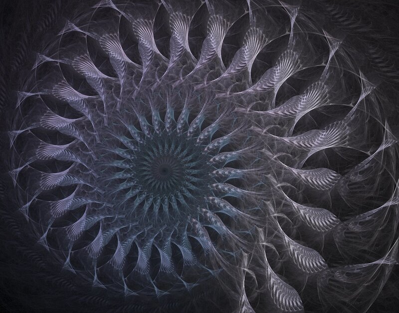 Fractal Spiral Pattern — Black, Hypnotic, Abstract, White