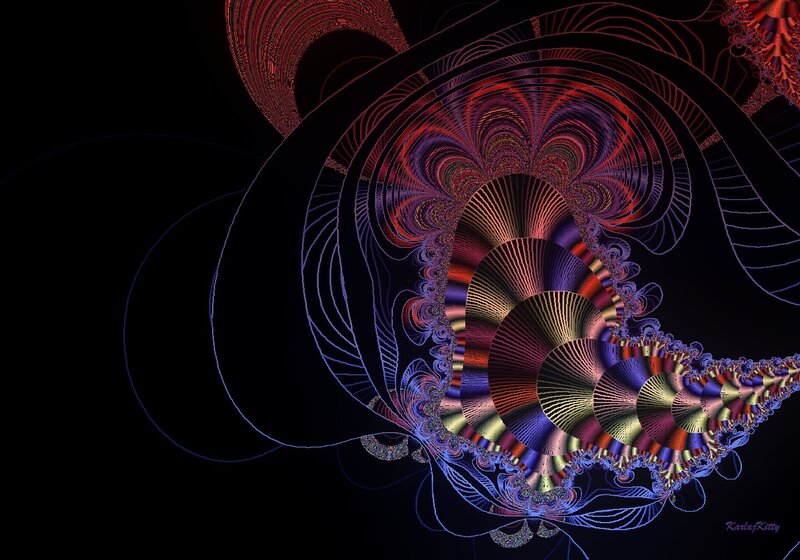 Fractal Spiral Pattern — Black, Hypnotic, Digital Art, Spirals