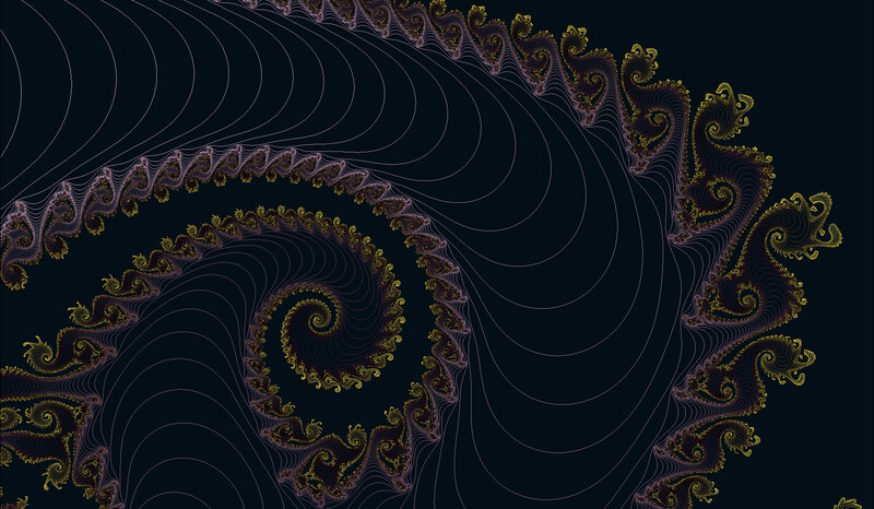 Fractal Spiral Pattern — Black, Hypnotic, Digital Art, Waves