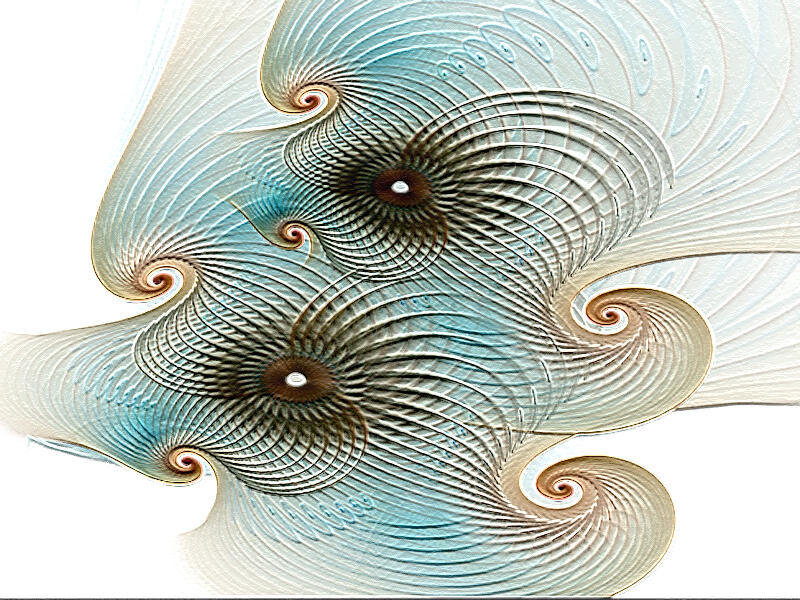 Fractal Spiral Pattern — Blue, Calm, Abstract, Spirals, Waves