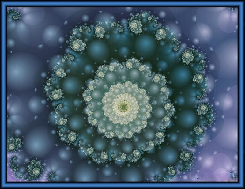 Fractal Spiral Pattern — Blue, Calm, Digital Art, Spirals