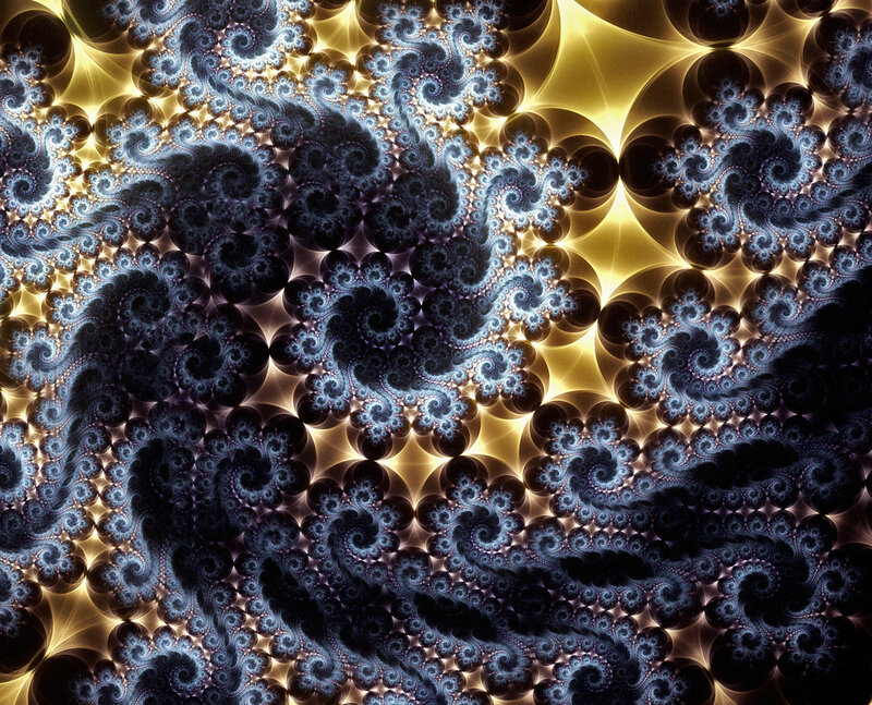 Fractal Spiral Pattern — Blue, Complex, Abstract