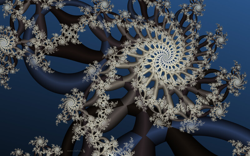 Fractal Spiral Pattern — Blue, Complex, Digital Art, Branches