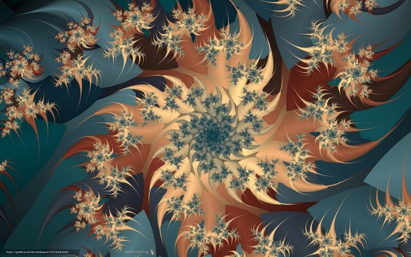 Fractal Spiral Pattern — Blue, Complex, Digital Art, Flowers