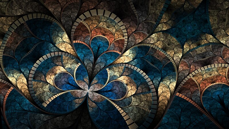 Fractal Spiral Pattern — Blue, Complex, Digital Art, Spirals