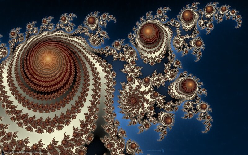Fractal Spiral Pattern — Blue, Complex, Digital Art