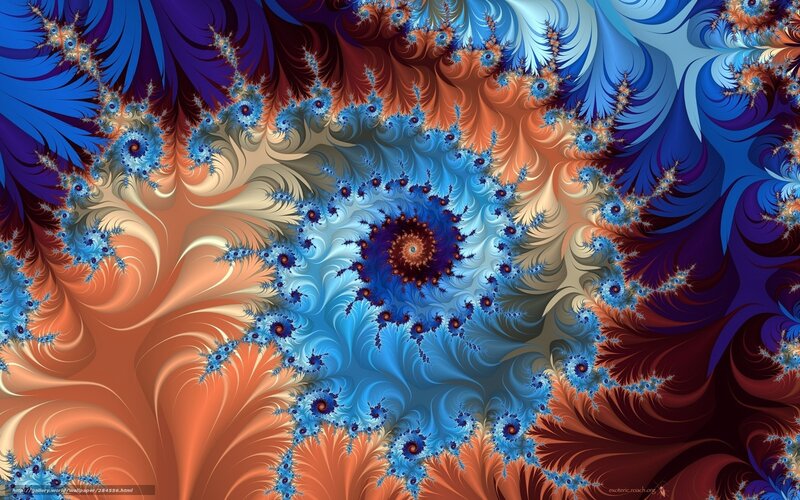 Fractal Spiral Pattern — Blue, Complex