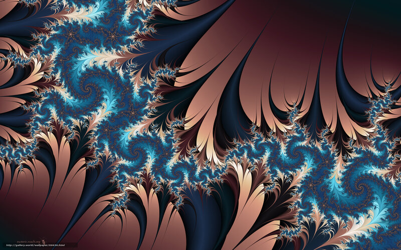 Fractal Spiral Pattern — Blue, Dramatic, Digital Art, Feather